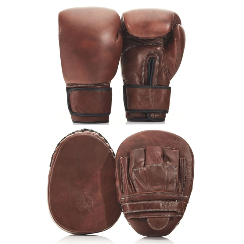 Винтажный набор перчаток для бокса и фитнеса LEATHER BOXING GLOVE СЕТ из 2-х  Коричневый винтаж в Самаре | Loft Concept 