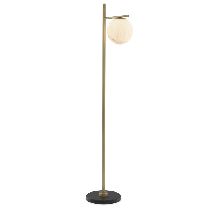 Торшер Eichholtz Floor Lamp Faloria Белый Латунь Античная полированная Черный Мрамор Nero в Самаре | Loft Concept 