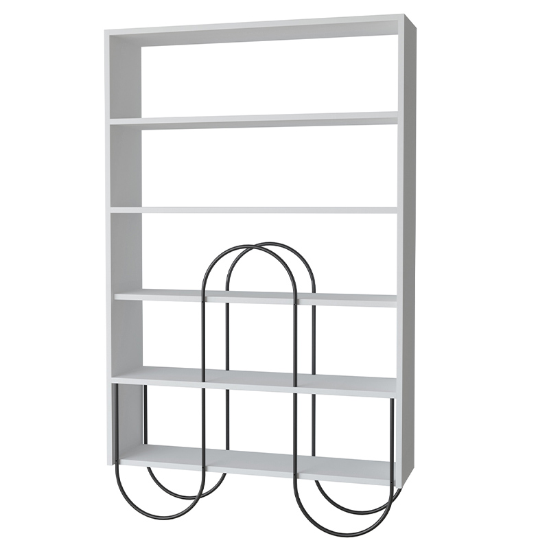 Стеллаж прямой белый с 5-ю открытыми полками NORFOLK BOOKCASE WHITE Черный Белый в Самаре | Loft Concept 