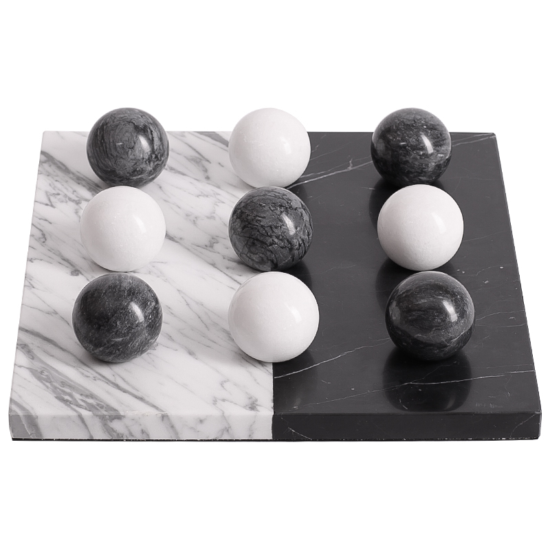 Аксессуар для интерьера Marble Board and Balls Черный Мрамор Nero Белый Мрамор Bianco Белый в Самаре | Loft Concept 