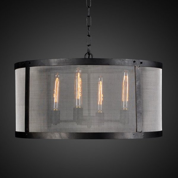 Люстра RH Riveted Mesh Chandelier Round Черный в Самаре | Loft Concept 