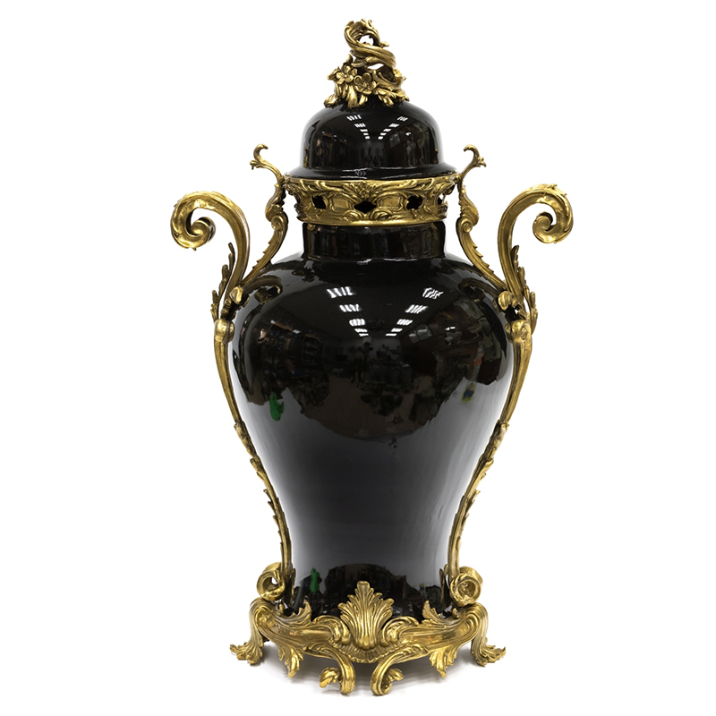 Большая ваза Selenia Black Vase Bronze Patterns Черный Бронза в Самаре | Loft Concept 