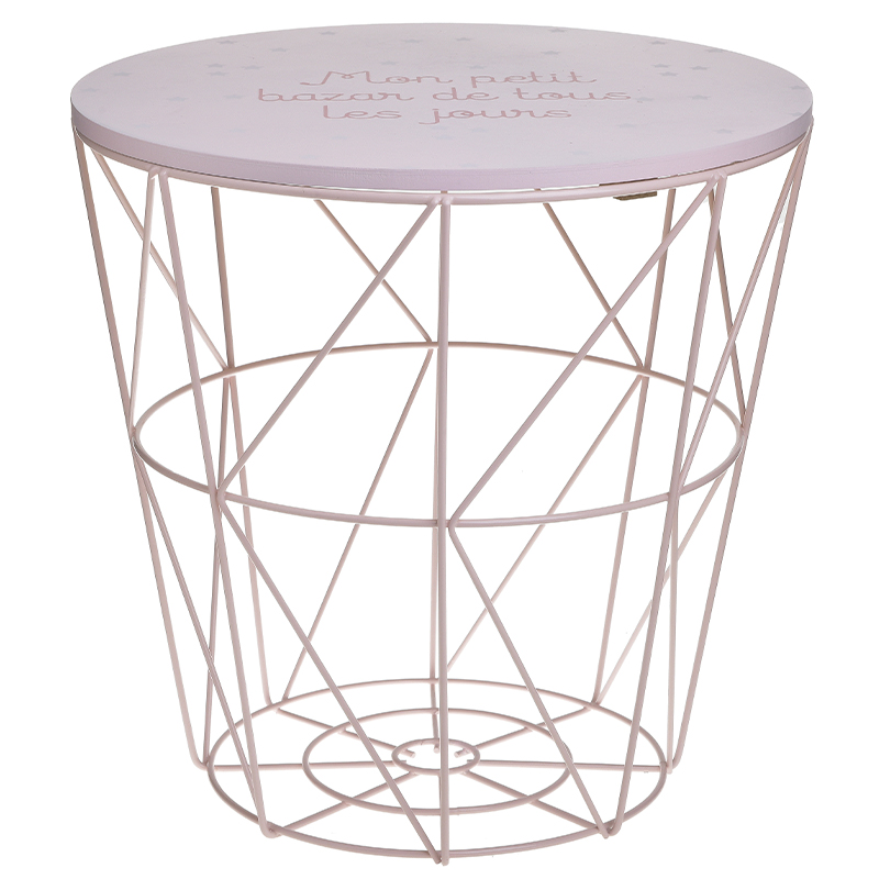 Круглый приставной стол-корзина Pink Wire Basket Side Table Розовый в Самаре | Loft Concept 