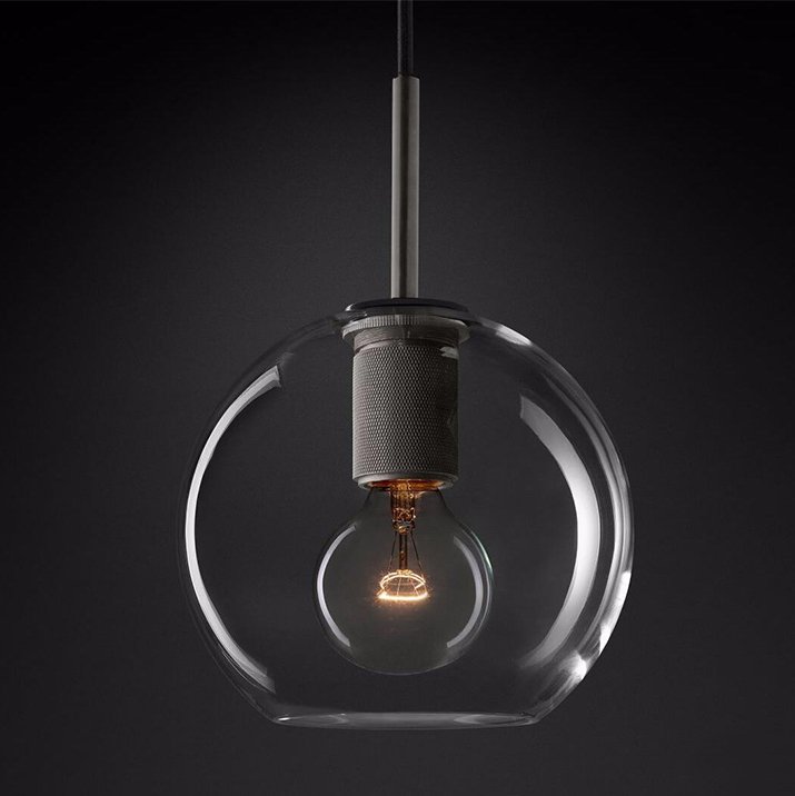 Подвесной светильник RH Utilitaire Globe Pendant Black Темная бронза Прозрачное Стекло в Самаре | Loft Concept 