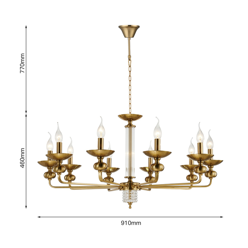 Люстра бронзового цвета со стеклянным декором Candelabrum D91 см в Самаре