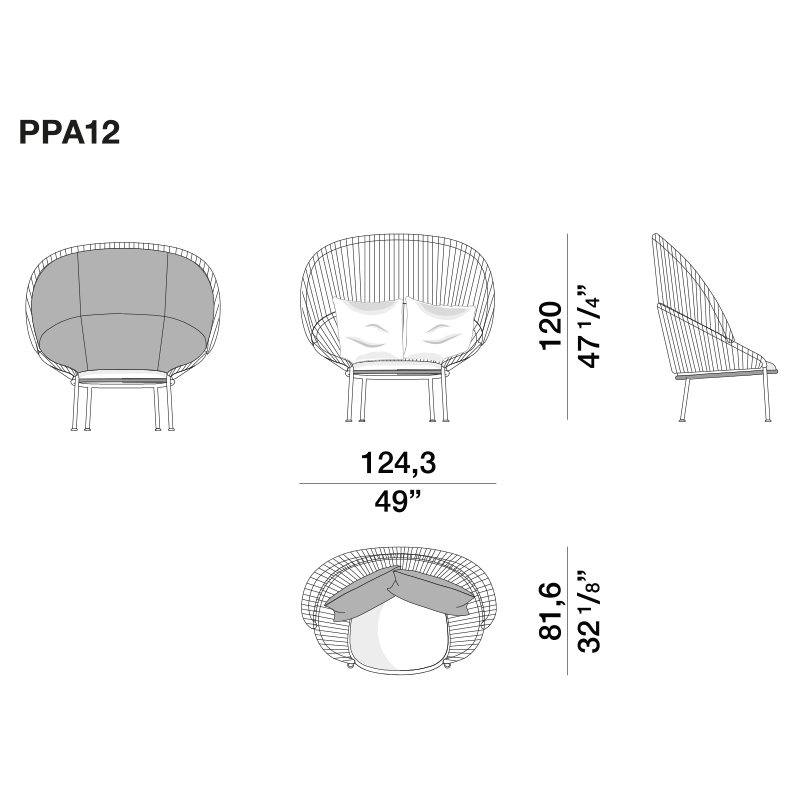 Дизайнерское уличное кресло с веревочной спинкой PETALO Armchair в Самаре