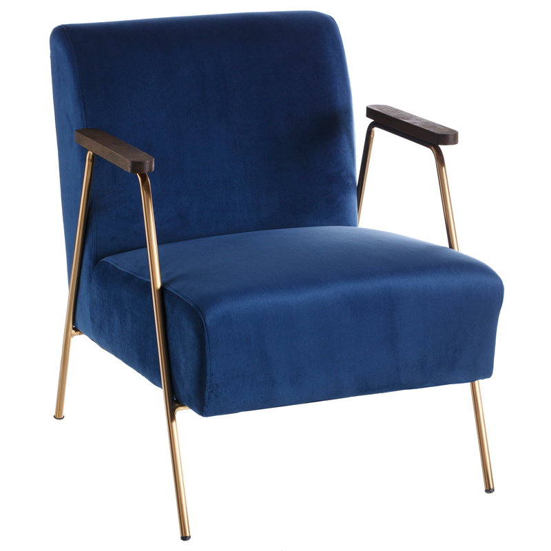 Кресло Domitila Armchair blue Синий Золотой Коричневый в Самаре | Loft Concept 