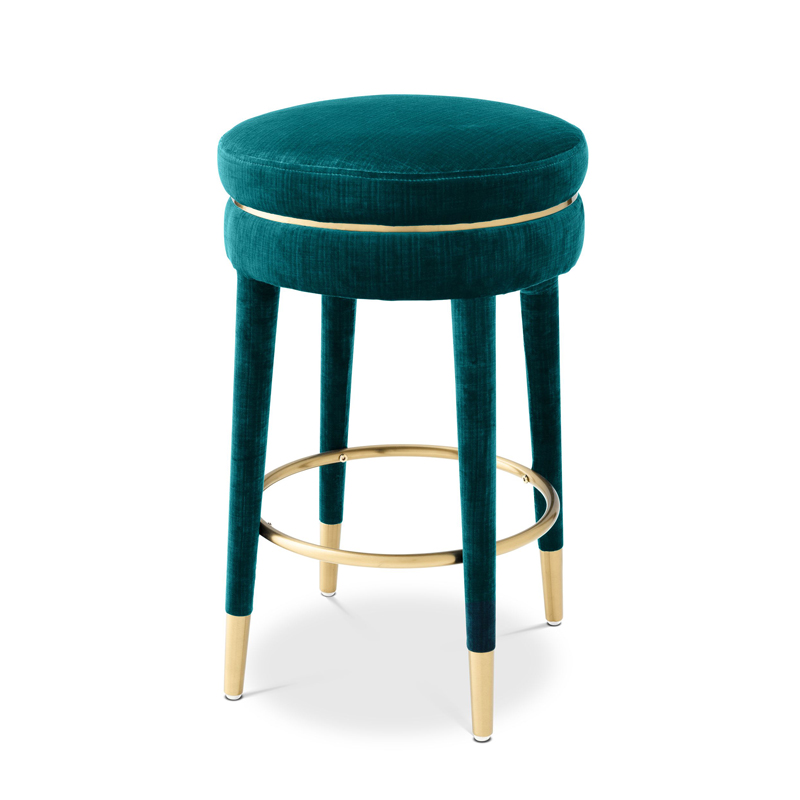 Полубарный стул Eichholtz Counter Stool Parisian blue Бирюзовый Латунь в Самаре | Loft Concept 