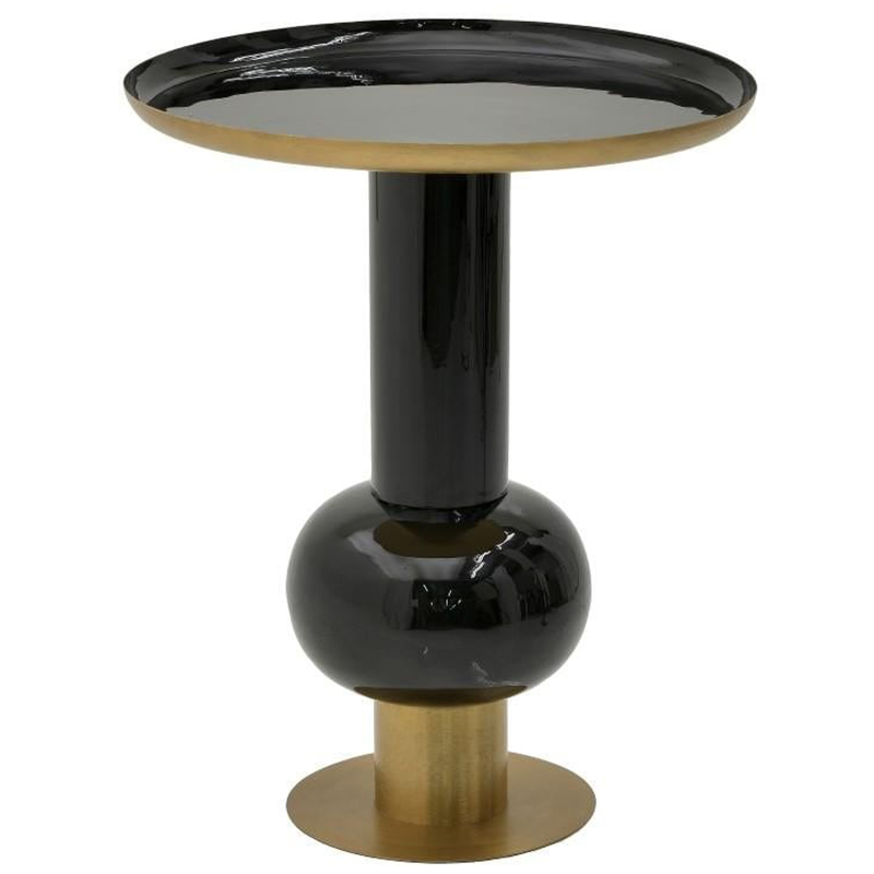 Круглый металлический приставной стол Calem Side Table Gold Black Золотой Черный в Самаре | Loft Concept 