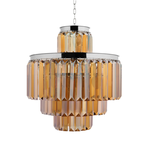 Люстра RH 1920s Odeon Smoke Chandelier 50/4 Янтарь (Amber) Хром в Самаре | Loft Concept 