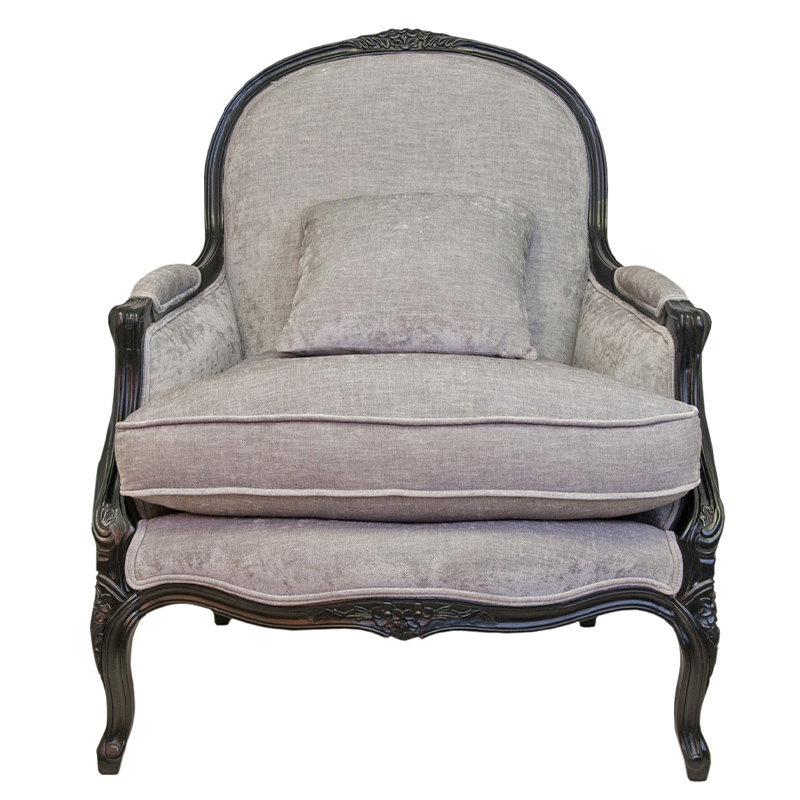 Кресло Ava Classical Armchair black and grey velour Серый Черный в Самаре | Loft Concept 