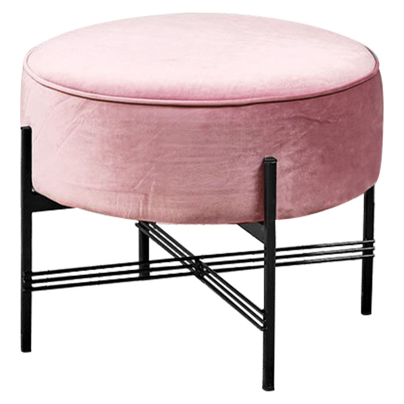 Пуф розовый велюровый Sanjay Velour Pouf Pink Дымчатая Роза Черный в Самаре | Loft Concept 