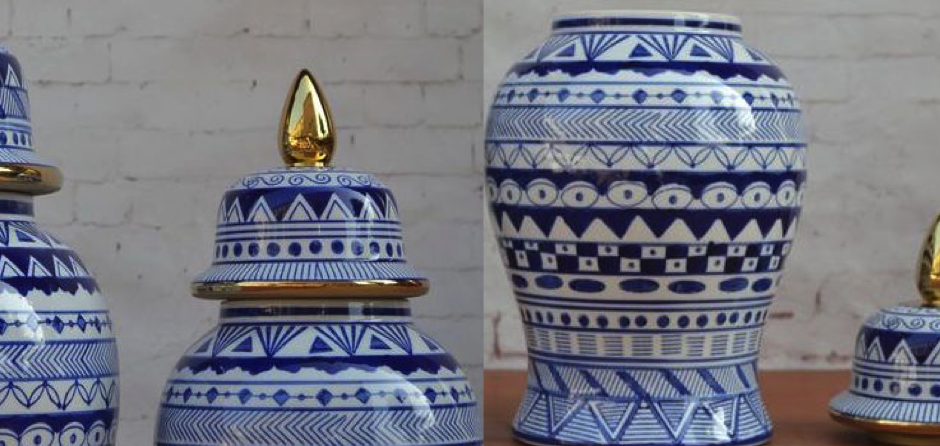 Китайская чайная ваза с крышкой Gold Bump - Loft-Concept в Самаре