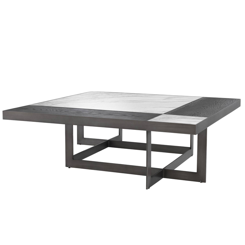 Кофейный стол Eichholtz Coffee Table Hermoza Мокко Белый Мрамор Bianco Темная бронза в Самаре | Loft Concept 