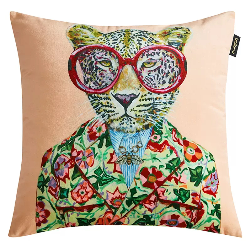 Декоративная подушка Стиль Gucci Fashion Animals Cushion Peach Мульти в Самаре | Loft Concept 