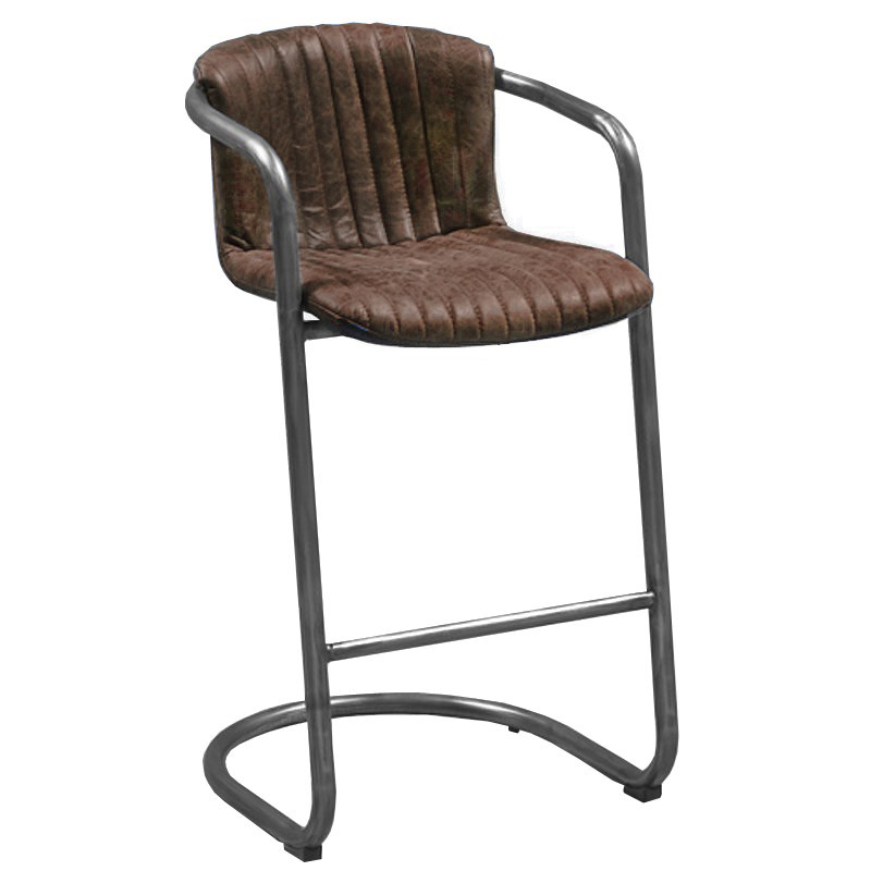 Барный стул Desmond bar stool LEATHER Brown Коричневый винтаж Графитовый в Самаре | Loft Concept 