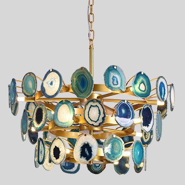 Люстра Agate Burst Chandelier 3 Round blue Зеленый Золотой в Самаре | Loft Concept 