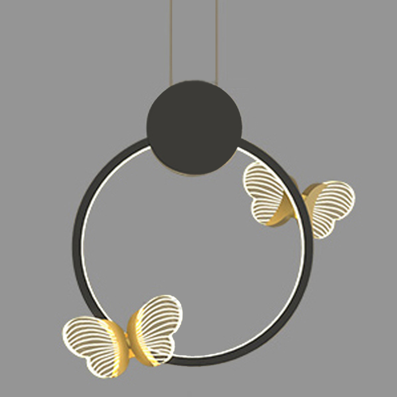 Светильник Butterfly Black Circle Прозрачный Черный Золотой в Самаре | Loft Concept 