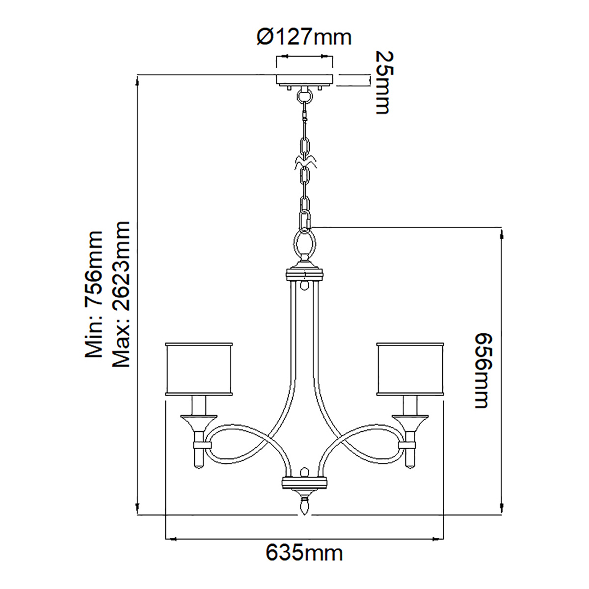 Люстра с белыми тканевыми абажурами в прозрачных стеклянных цилиндрах Kichler в Самаре