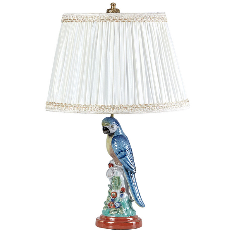 Настольная лампа с абажуром и основанием в виде попугая Parrot Table Lamp Белый Мульти Бронза в Самаре | Loft Concept 