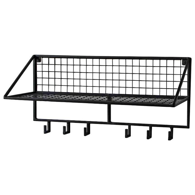 Вешалка с полкой Rhian Industrial Metal Rust Shelf Black S Черный в Самаре | Loft Concept 