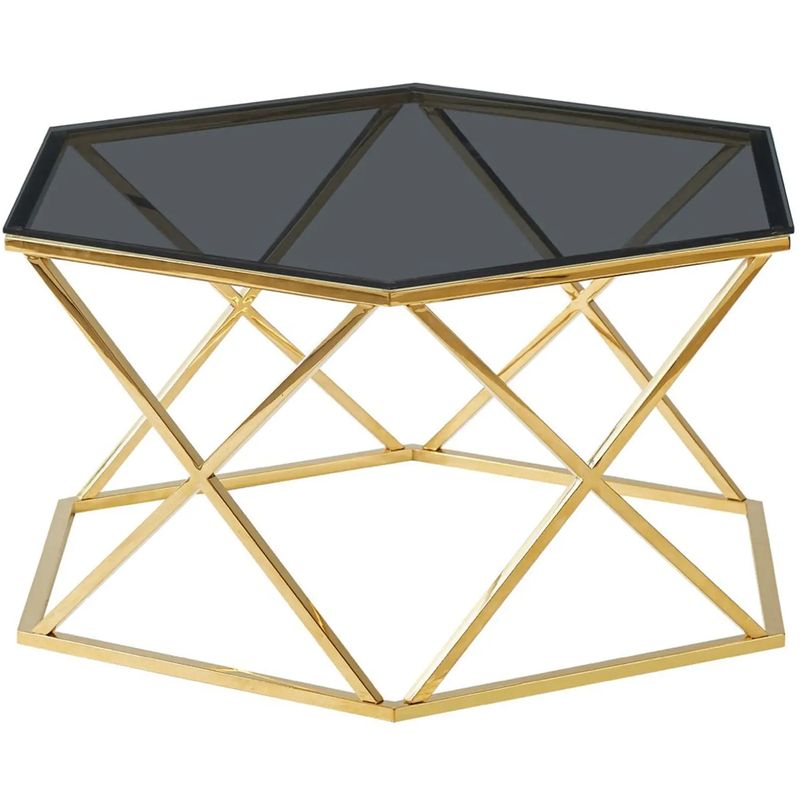 Столик кофейный Ormando Collection Gold №1 Глянцевое золото Стекло Смок в Самаре | Loft Concept 