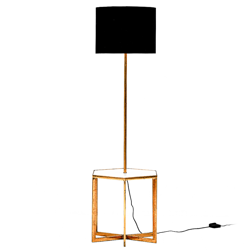 Напольная лампа Steno Floor lamp Белый Черный Винтажное глянцевое золото с состаренным эффектом в Самаре | Loft Concept 