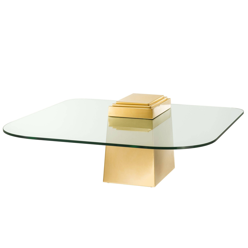 Кофейный стол Eichholtz Coffee Table Orient Gold Глянцевое золото Прозрачный в Самаре | Loft Concept 