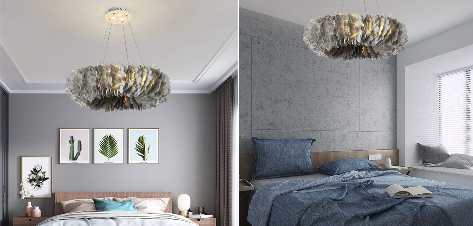 Люстра Кольцо из перьев Plumage Grey Люстра Кольцо из перьев Plumage Grey - Loft-Concept в Самаре