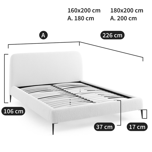 Кровать с обивкой букле Wanda Boucle Bed в Самаре