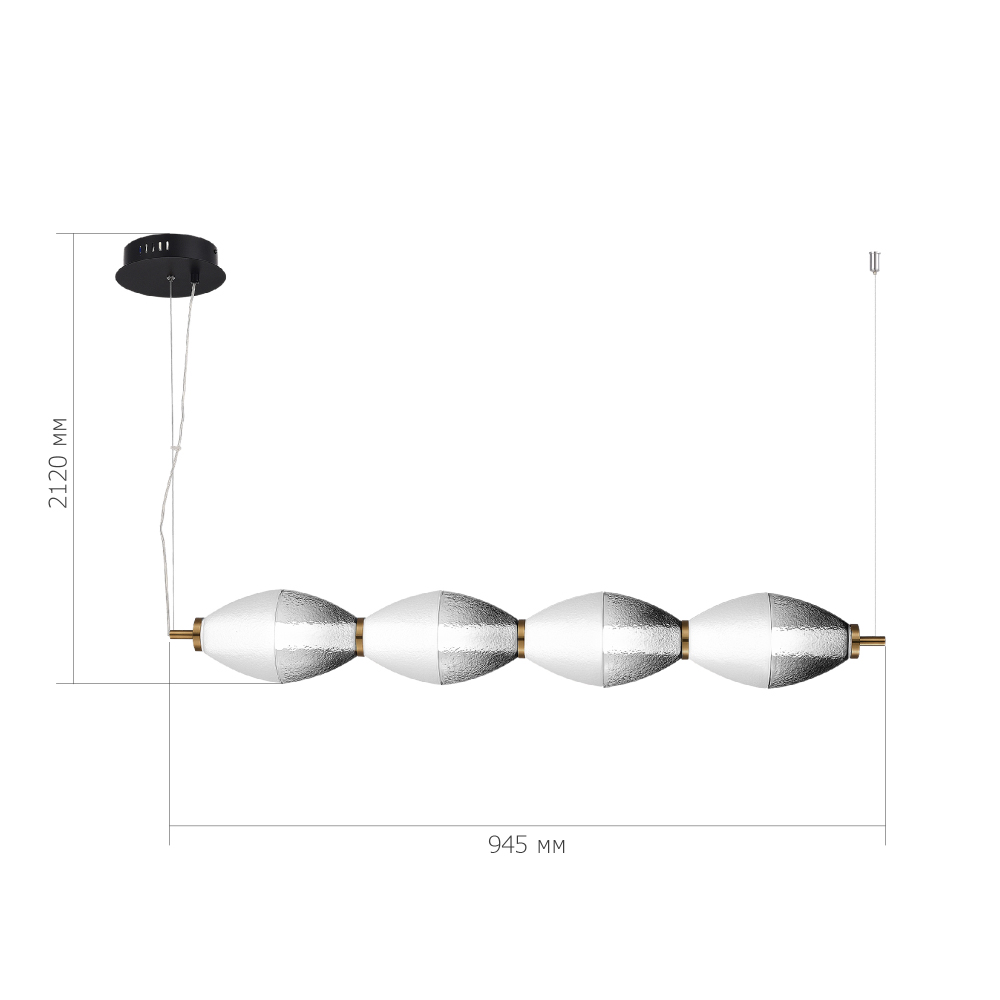 Подвесной светильник линейный в сочетании двух разных фактур стекла Enchanting в Самаре