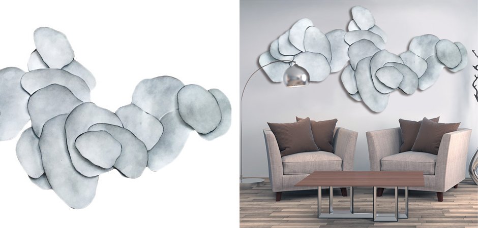 Арт-объект на стену Silver Blue Flakes Арт-объект на стену Silver Blue Flakes - Loft-Concept в Самаре