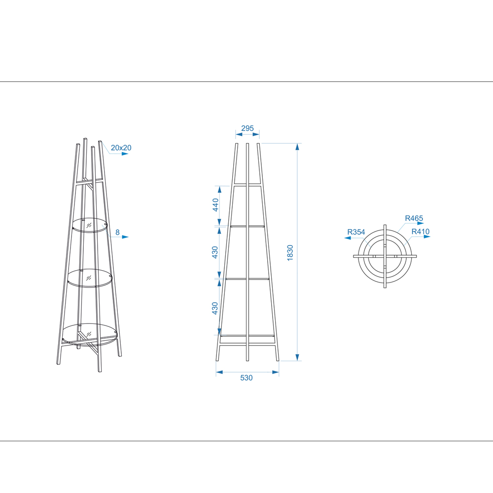 Стеллаж конусообразный с прозрачными стеклянными полками Tower в Самаре