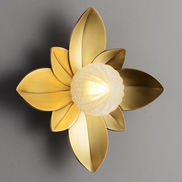 LOTUS Wall Lamp II Бра форме листьев лотоса Белый Латунь в Самаре | Loft Concept 