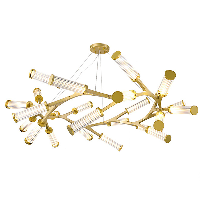 Люстра Cylinder Branches Chandelier Ring Gold Золотой Прозрачный в Самаре | Loft Concept 