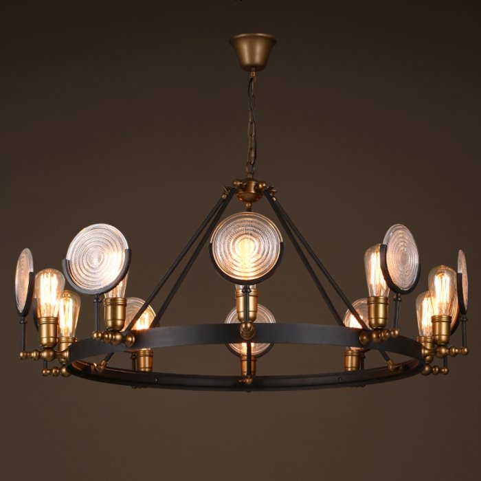 Люстра GASLIGHT LENS Chandelier 10 Черный в Самаре | Loft Concept 