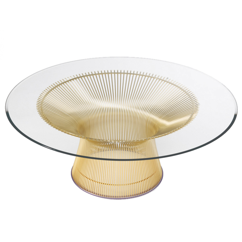 Стол Platner Coffee Gold Глянцевое золото Прозрачное Стекло в Самаре | Loft Concept 