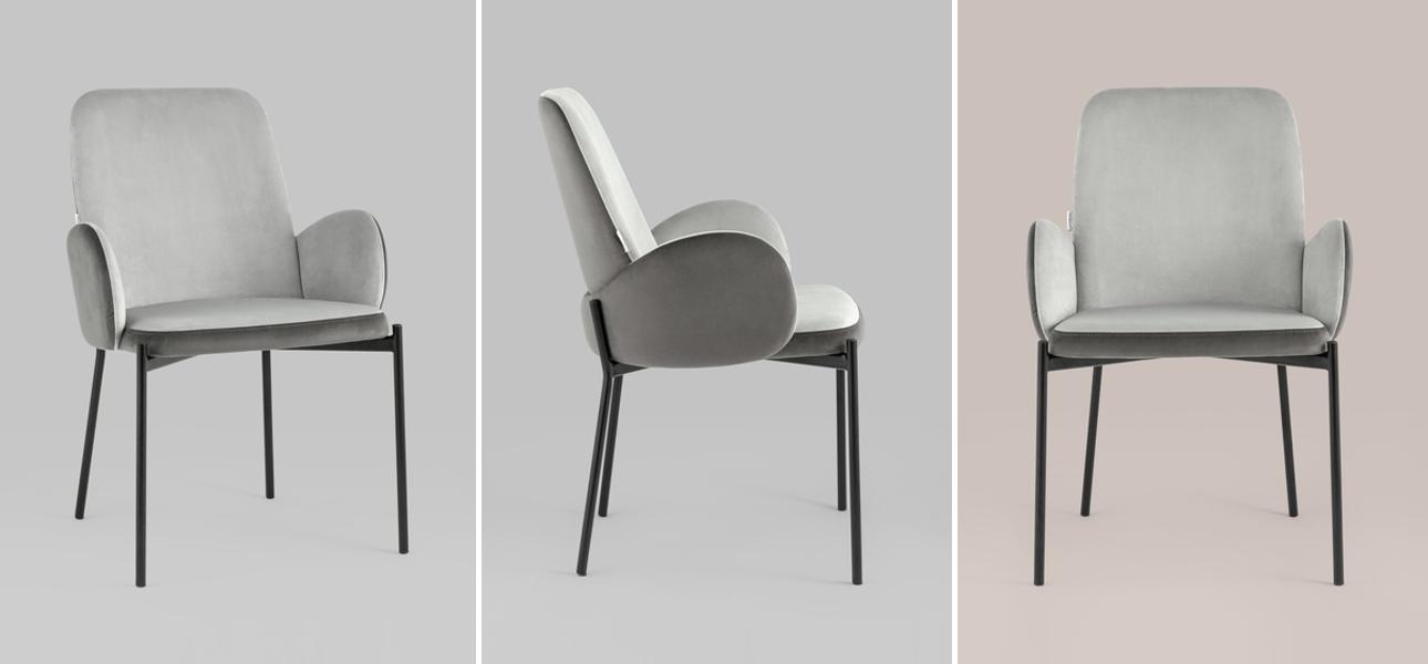 Стул Stanley Серый Велюр - фото