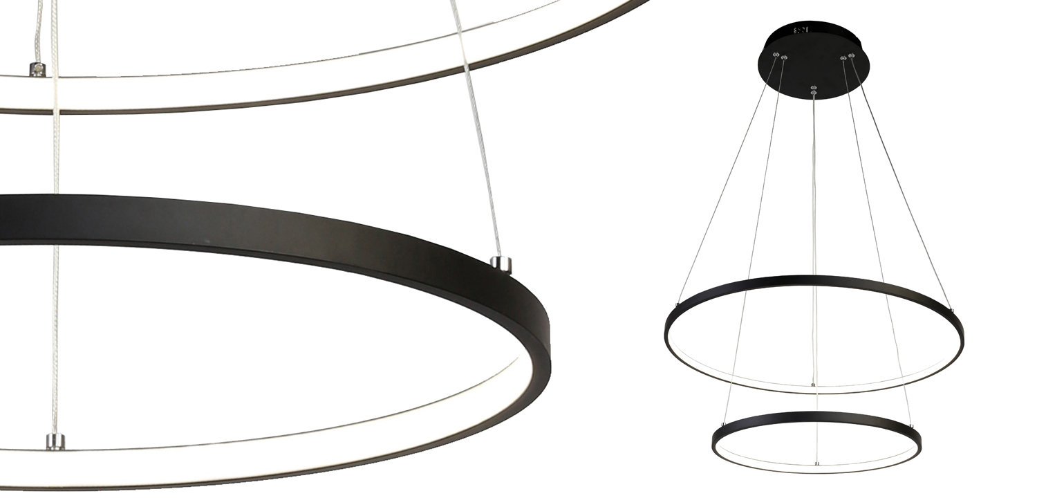 Люстра Ring Horizontal Double black 60+40 - фото