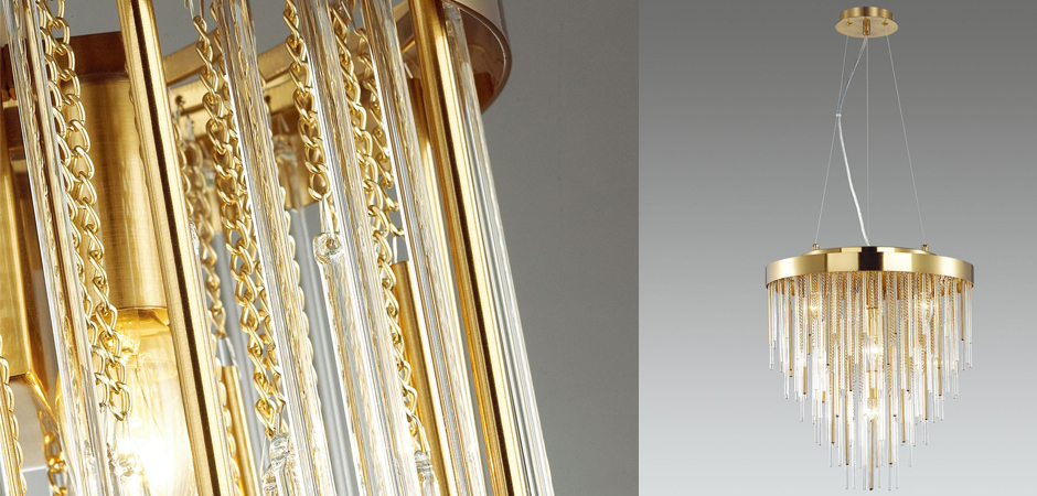 Люстра Luxury Gold & Glass Stripes Люстра Luxury Gold & Glass Stripes - Loft-Concept в Самаре