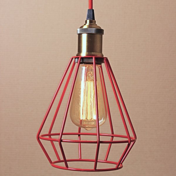 Подвесной светильник Wire Cage Pendant Punch Red Красный в Самаре | Loft Concept 