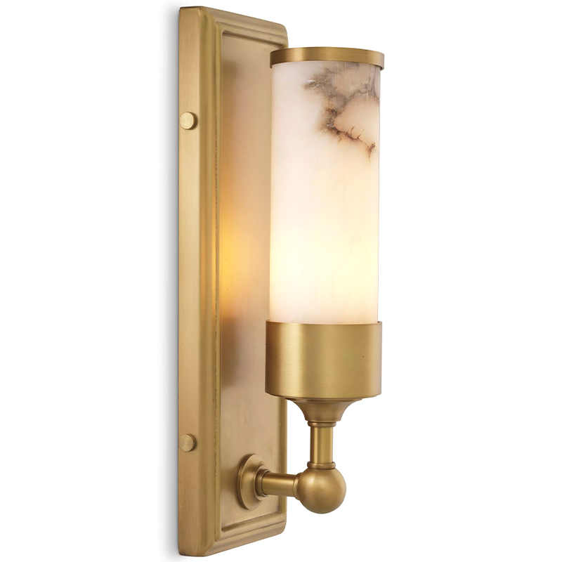 Бра Eichholtz Wall Lamp Valentine Alabaster Бежевый Белый Мрамор Bianco Латунь в Самаре | Loft Concept 