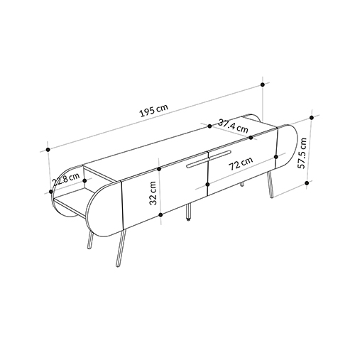 ТВ-тумба серая с 2-мя откидными дверцами и 2-мя открытыми полками CAPSULE TV STAND RETRO GREY в Самаре