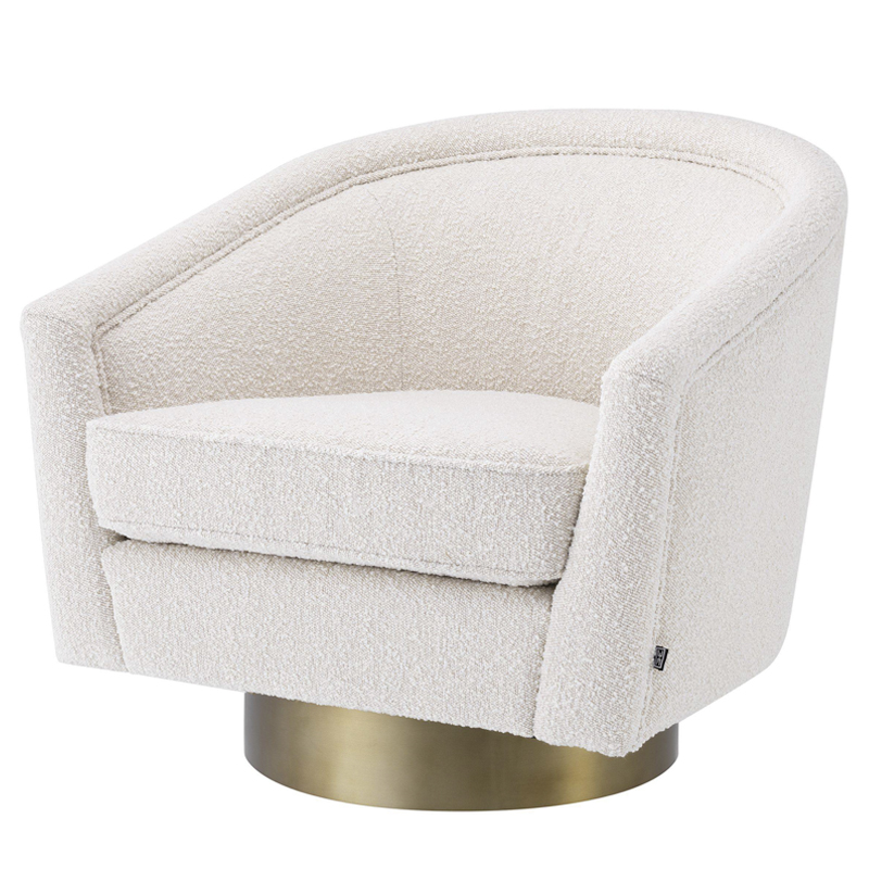 Кресло Eichholtz Swivel Chair Catene Boucle cream Кремовый матовое золото в Самаре | Loft Concept 