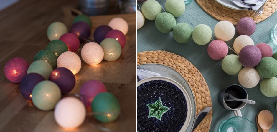 Гирлянда хлопковые фонарики Сotton Ball Forest Fruit - Loft-Concept в Самаре