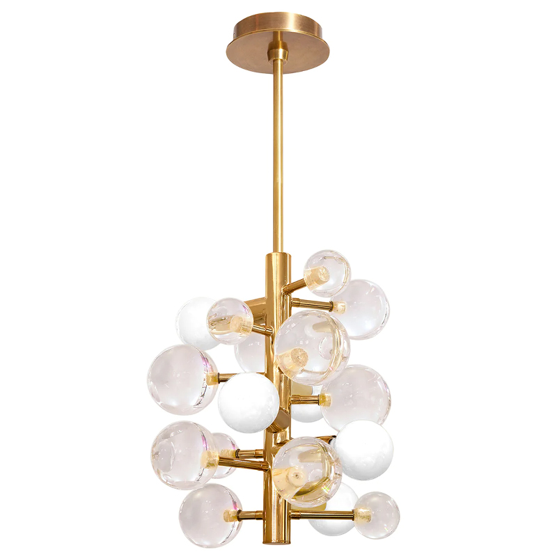 Светильник Jonathan Adler GLOBO FIVE-LIGHT CHANDELIER Clear Золотой Прозрачное Стекло Белый в Самаре | Loft Concept 