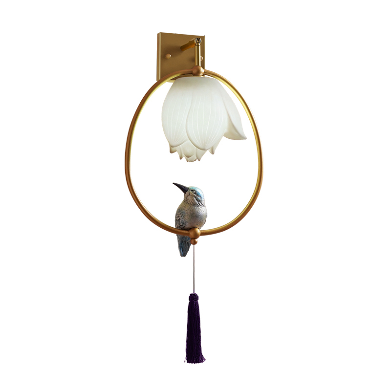 Бра White Flower and bird Sconce Глянцевое золото Белый Синий в Самаре | Loft Concept 