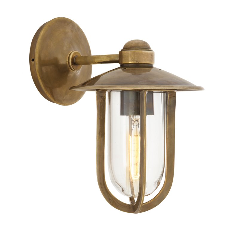 Бра Eichholtz Wall Lamp Seg Harbour Brass Латунь Античная полированная Прозрачное Стекло в Самаре | Loft Concept 