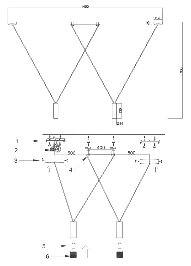 Wireflow LED White Suspension lam 2 патрона в Самаре