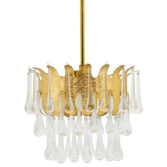 Люстра Ernst Palme Glass and Gilded Brass Chandelier Золотой в Самаре | Loft Concept 